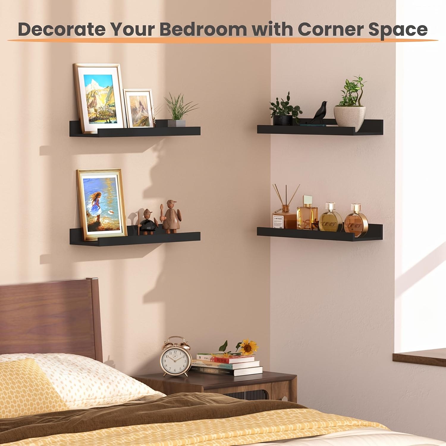 6 Rustic Wood Shelves - Carbonized Black Floating Shelves - Wall Mounted Shelf - The Best Gifts for Thanksgiving and Christmas, Floating Shelves