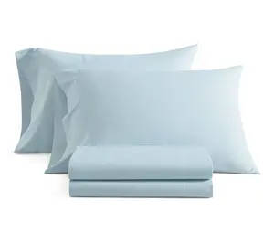 Martha Stewart Stripe White/Blue Cotton King Sheet Set