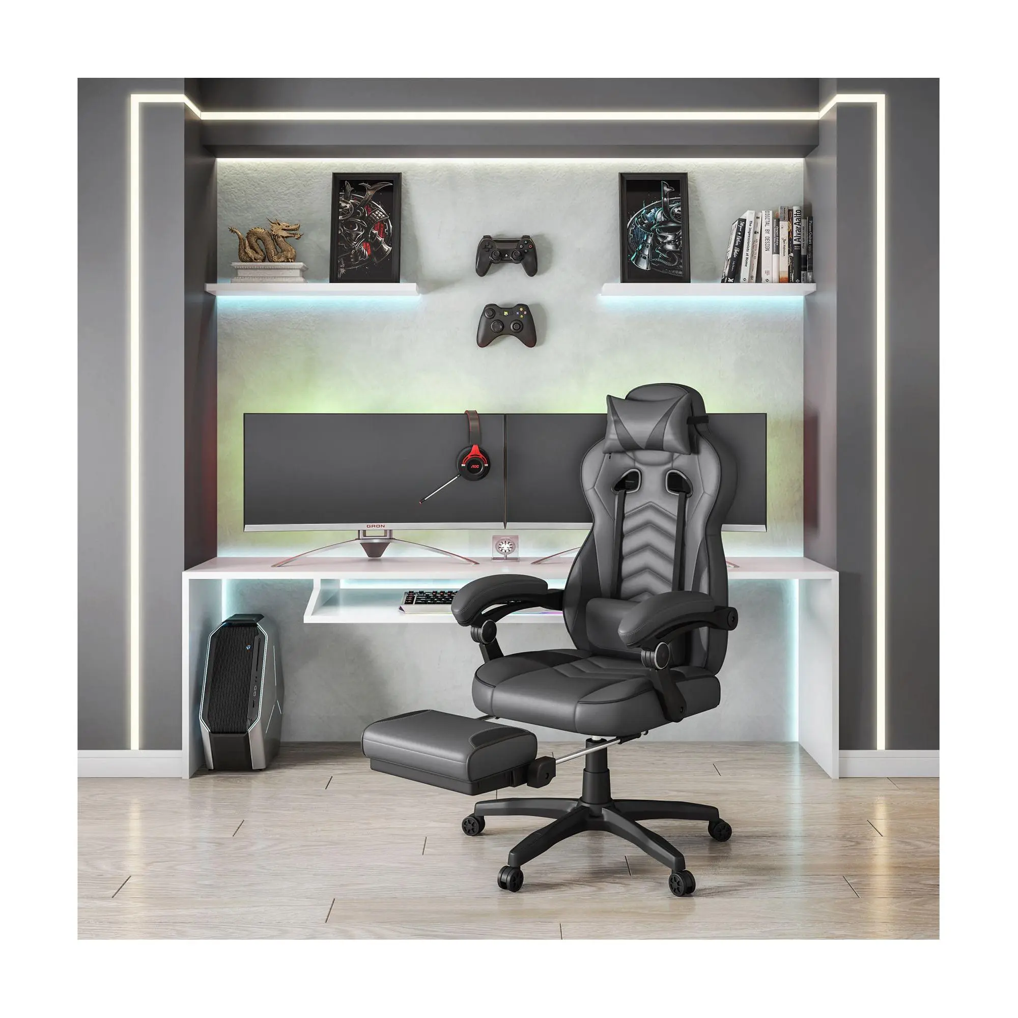 Techni Mobili Executive Reclining Gaming Chair W/Footrest Techni Mobili Executive Reclining Gaming Chair W/Footrest