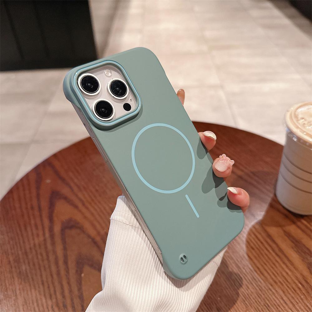 Matte Slim PC For Magsafe Frameless Phone Case For iPhone 16 15 14 Plus 12 13 Pro Max Wireless Charging Borderless Hard Cover