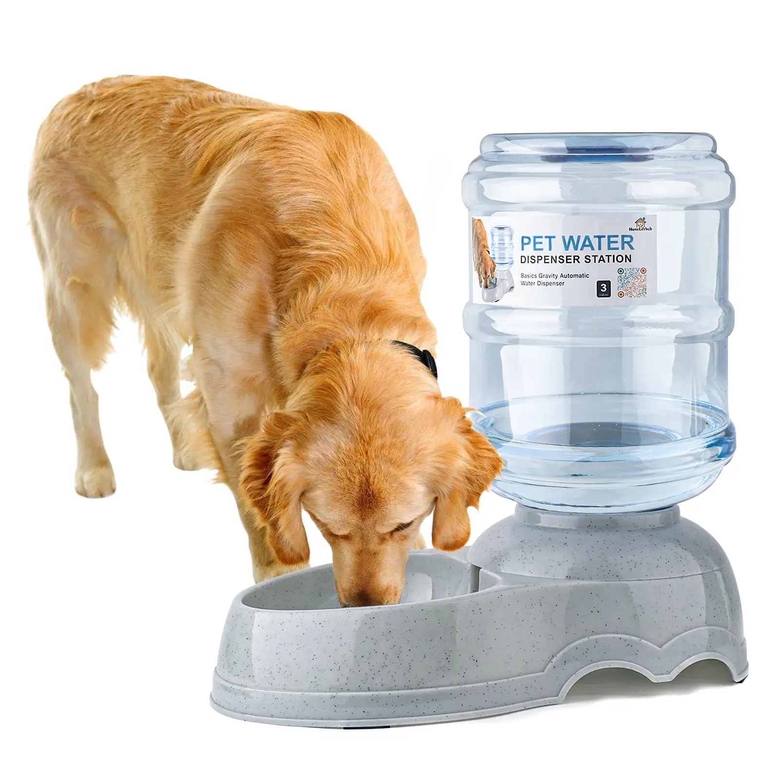 Water Dispenser Station for Large Dogs and Cats, 3 Gallon Gravity Automatic Feed...