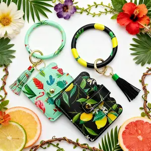 【Clearance Set】PU Leather Fringe Card Holder Bracelet Keychain Blind Box 2 Colors - Minimalist Clearance