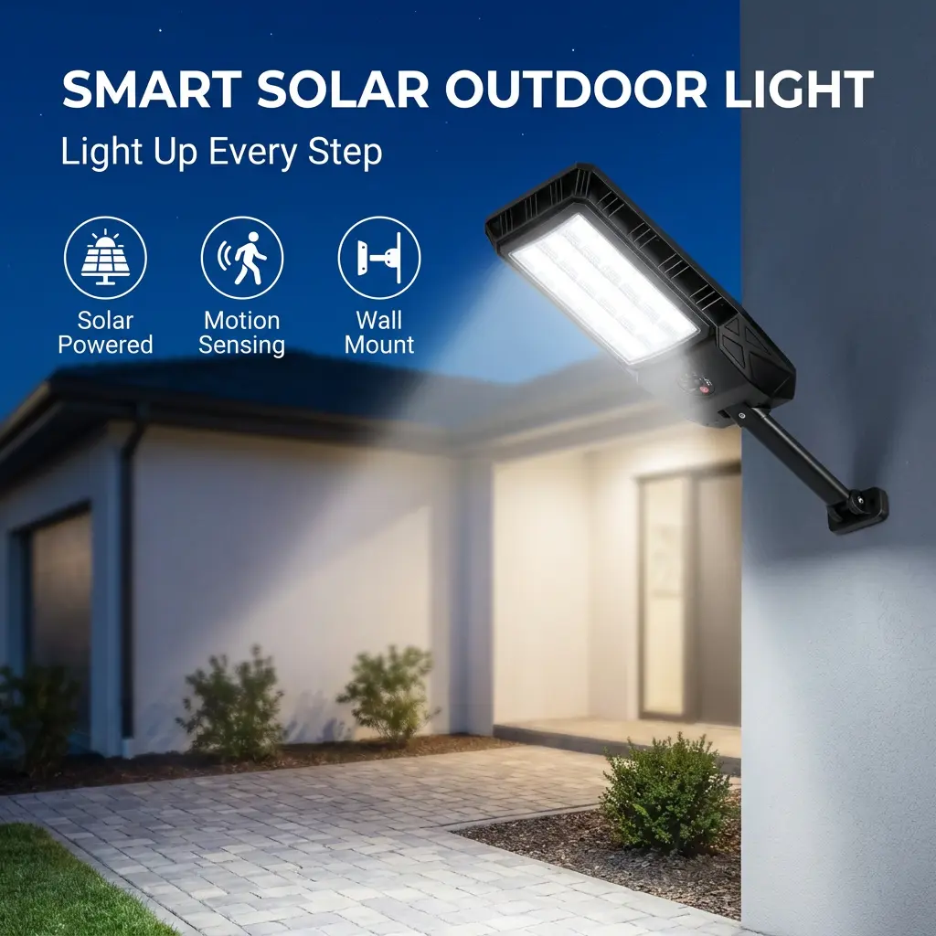 Solar Motion Sensor Wall Light Outdoor—3 Modes Remote Control, Auto On/Off, IP65 Waterproof, Solar Powered LED Security Light for Yard Garden Driveway Walkway