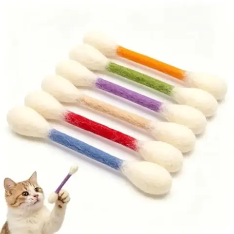 6-Pack Giant Indoor Cat Toys - Soft Felt Cotton Swab Chew Teething Sticks, Bite-Resistant Plush Kicker, Interactive Play, Dental Care, Boredom Relief, Pet Lover Gift, 6-Pack Quantity