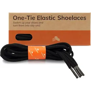 2 Pairs -Tie Elastic Round Dress Shoelaces, Eco-Positive Stretch Shoe Lace Turns Shoes/Boots Into Slip-Ons/No-Tie
