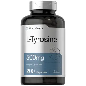 Horbäach L Tyrosine Supplement | 500mg | 200 Capsules | Free Form | Non GMO, Gluten Free Supplement
