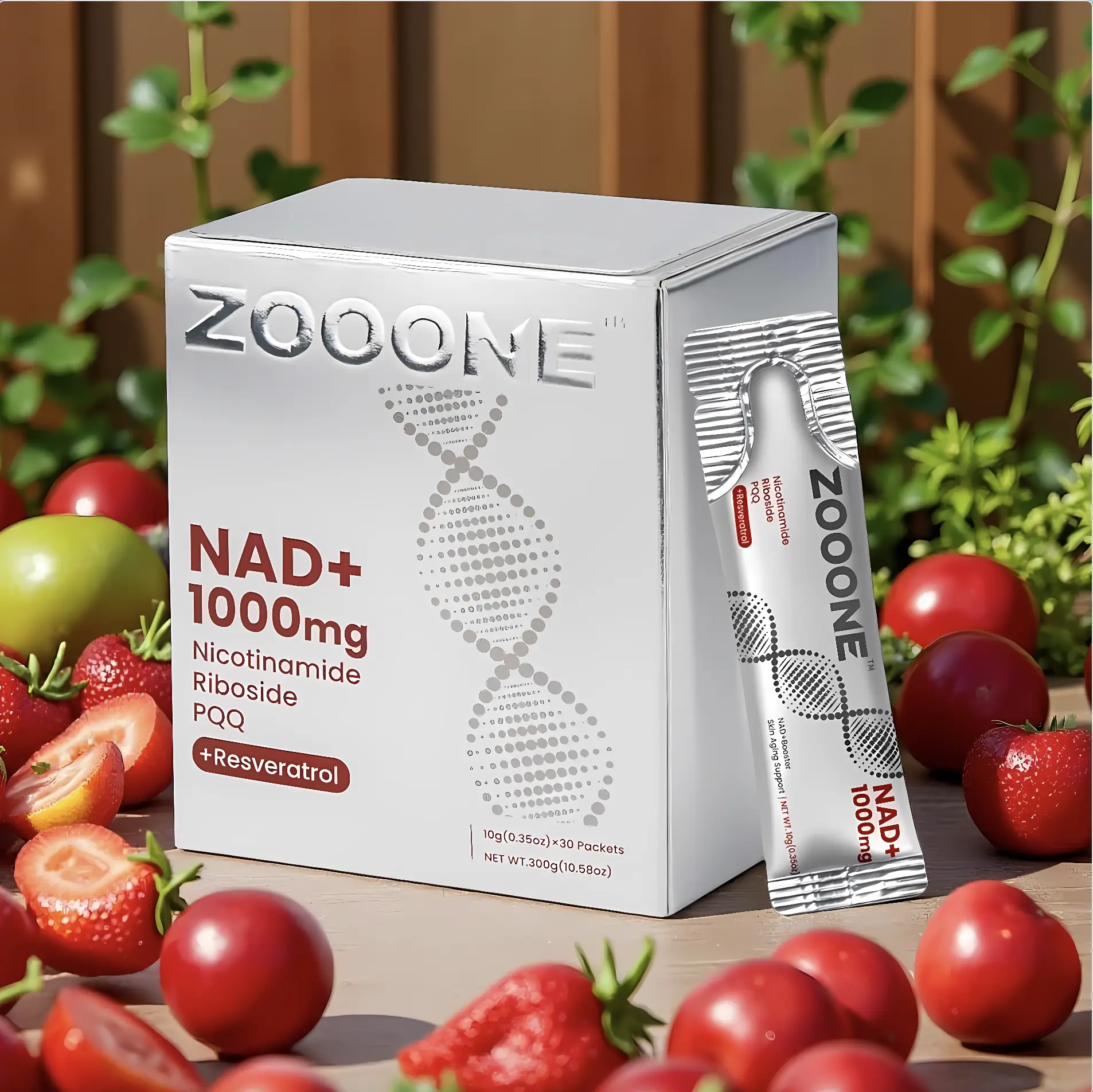 [Save More] ZOOONE NAD+ Berry Flavor Drink Mix 1000mg for Skin Aging Energy & Focus Support 30 Pack US Healthcare Beverage with Resveratrol CoQ10 D-Ri