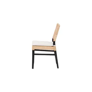 Lesia Rattan Dining Chair with Mahogany Frame and Cushion, Espresso