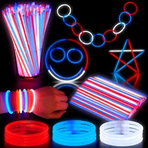 JOYIN 100 Pcs 4Th of July Glow Sticks with Connectors, 8" Red White Blue Glow in the Dark Bracelets Necklaces for Kids Adults, Patriotic Light up Toys for Independence Day Party Favor Accessory Supply Joyin US Corp.