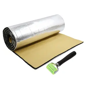 1 Set Car Sound Insulation Mat 5mm Door Hood Engine Heat Insulation W/ Roller Push Tool 200x100cm 79"x40"