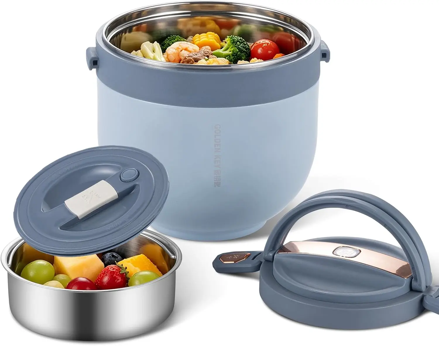 Thermo for Hot Food for Adults,30oz Food Thermo Lunch Containers,Wide Mouth Vacuum Insulated Thermo Food Jar,Snap-fit Design&Easy Open,6 Hours Hot and 8 Hours Cold(Blue)