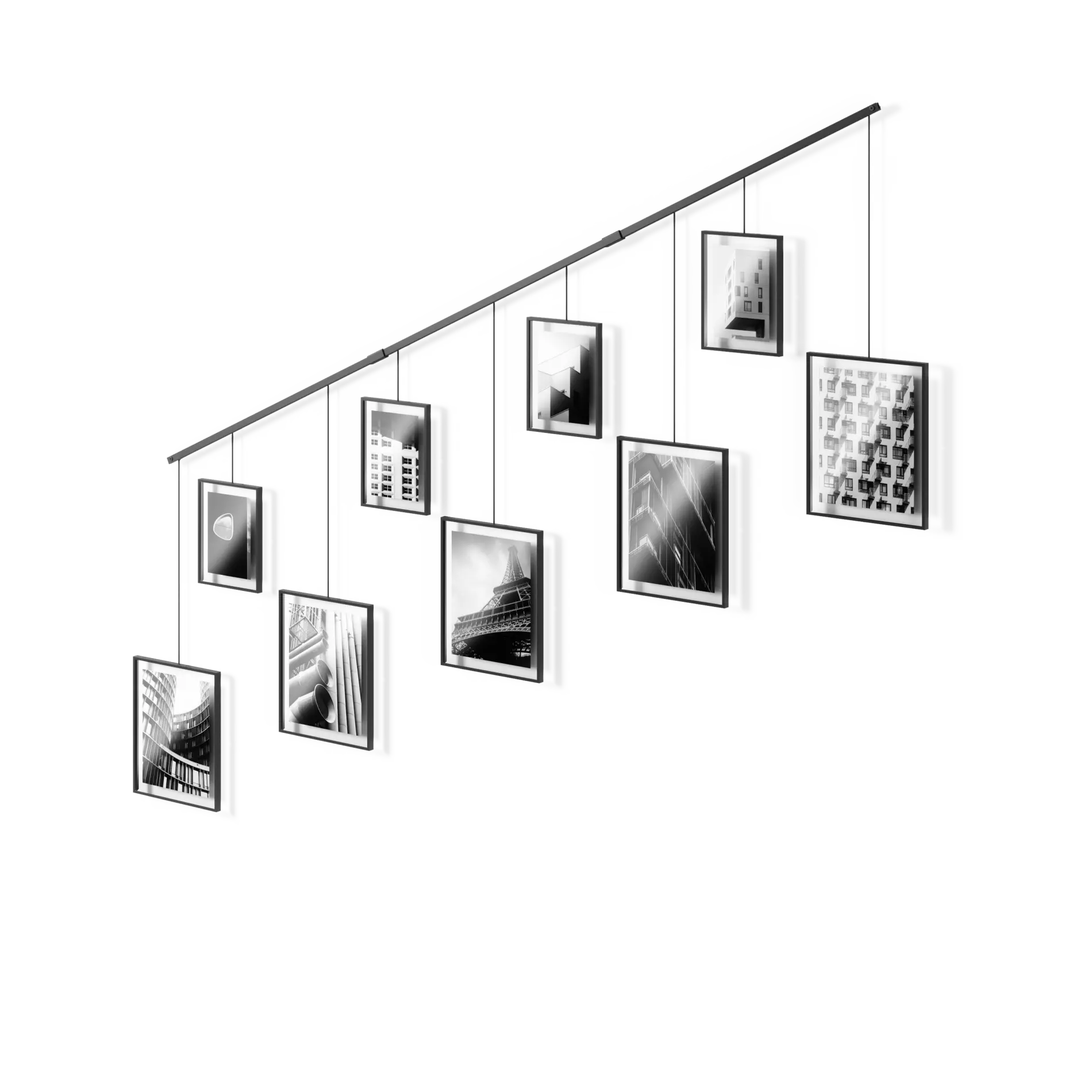 Umbra Exhibit Photo Display, Multi-Photo Wall Decor with 9 Hanging Gallery Frames, Customizable Layout Metal Traditional