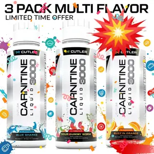 3-Pack Cutler Carnitine 3000 Liquid Supplement, Assorted Flavors