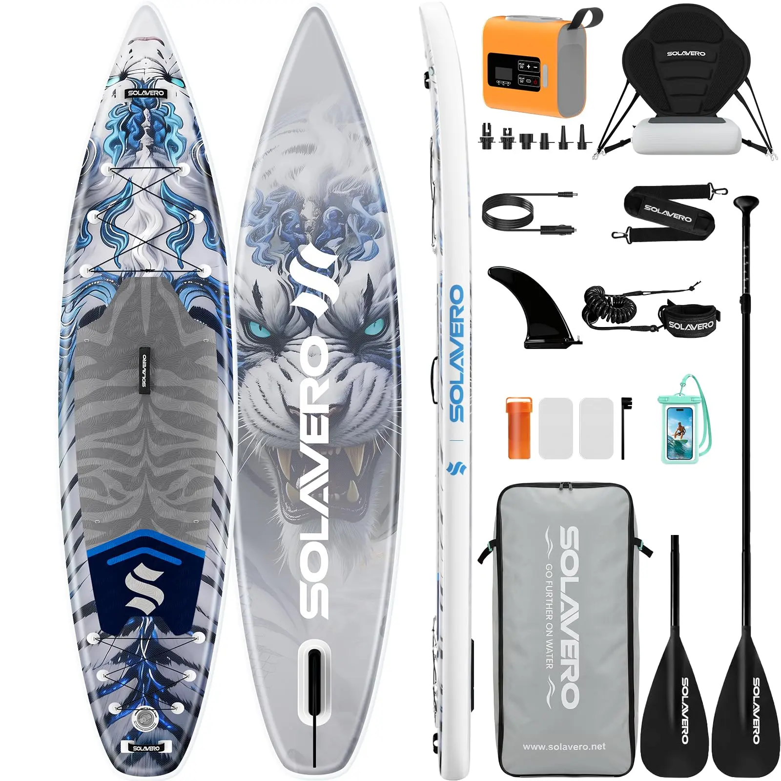 Inflatable Stand Up Paddle Board (12'5"×33") - Extra Large SUP for Adults with Seat, Waterproof Phone Pouch, Fishing Bag, Anti-Slip EVA Deck, 600lb Capacity, Premium Accessories for Cruising, Yoga on Lake/River, Paddleboard