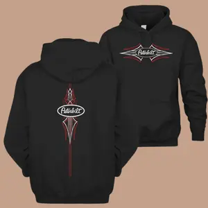 Peterbilt Pinstripe Logo Hoodie, Trucker Graphic Hoodie, Red White Black Classic Pullover, Semi Truck Unisex Outfit, Vintage Highway Apparel