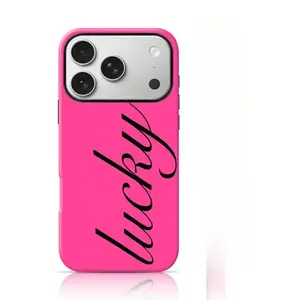 Lucky Script Design Phone Case for iPhone 17 Air 16 Plus 15 Promax 14 13 12 11 Pro,and Samsung Galaxy S26 S25 S24 FE S23 Ultra, Double-Layer TPU Shockproof Protective Cover