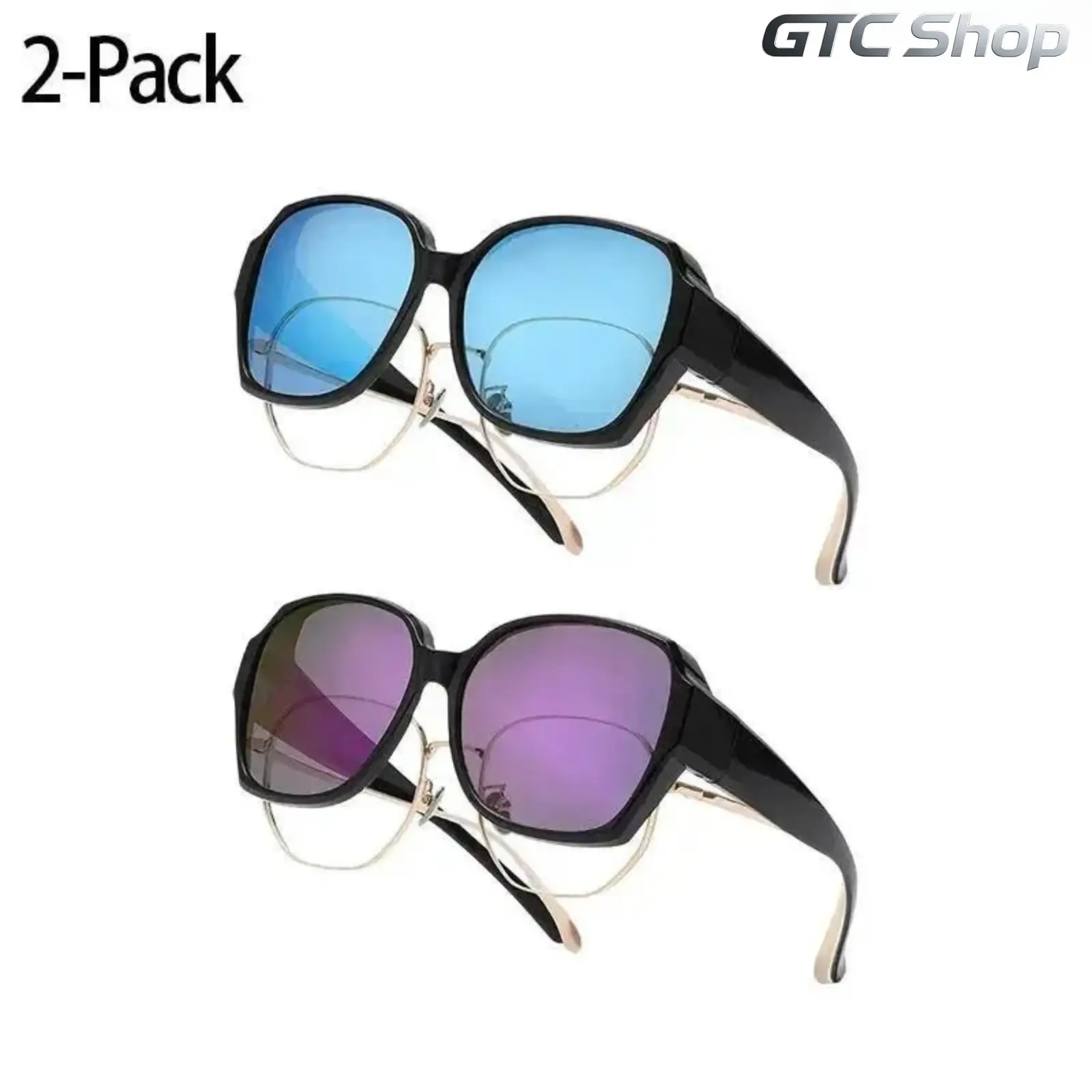 2-Pack Oversized Polarized Fit Over Sunglasses for Men 