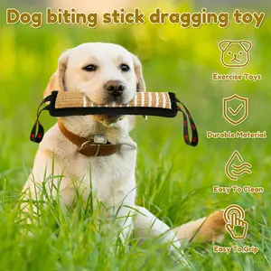 Dog Tug Toy Linen Dog Training Bite Pillow with 2 Handles Interactive Dog Bite Toy Effortless to Clean Dog Bite Toy for Puppy Training Interactive Play 30x7.5x6 cm