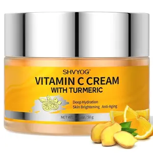 Vitamin C Face Moisturizer, Turmeric Face Cream, Anti-aging Hydration Skin Firming & Brightening Cream for Dark Spots, Wrinkles, Uneven Skin Tone, Vitamin C Lotion for Instant Glow, 1.76 OZ