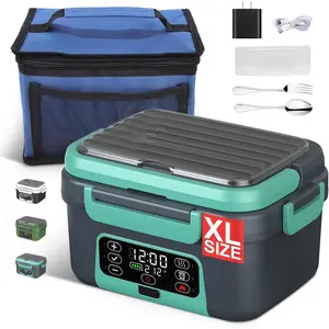 Cordless Electric Heated Lunch Box, 1.5L - 6.3 Cups 20000 mAh 100W Rechargeable  Self-Heating  Warmer with Removable Divider, Spoon, Fork, , Portable Lunchbox for  Travel Office