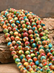 Natural Colourful Sea Sediment Jasper Beads - 4/6/8/10mm Round Beads for jewelry making, DIY bracelets, necklaces, earrings, 15 inches each strand, Beads Set