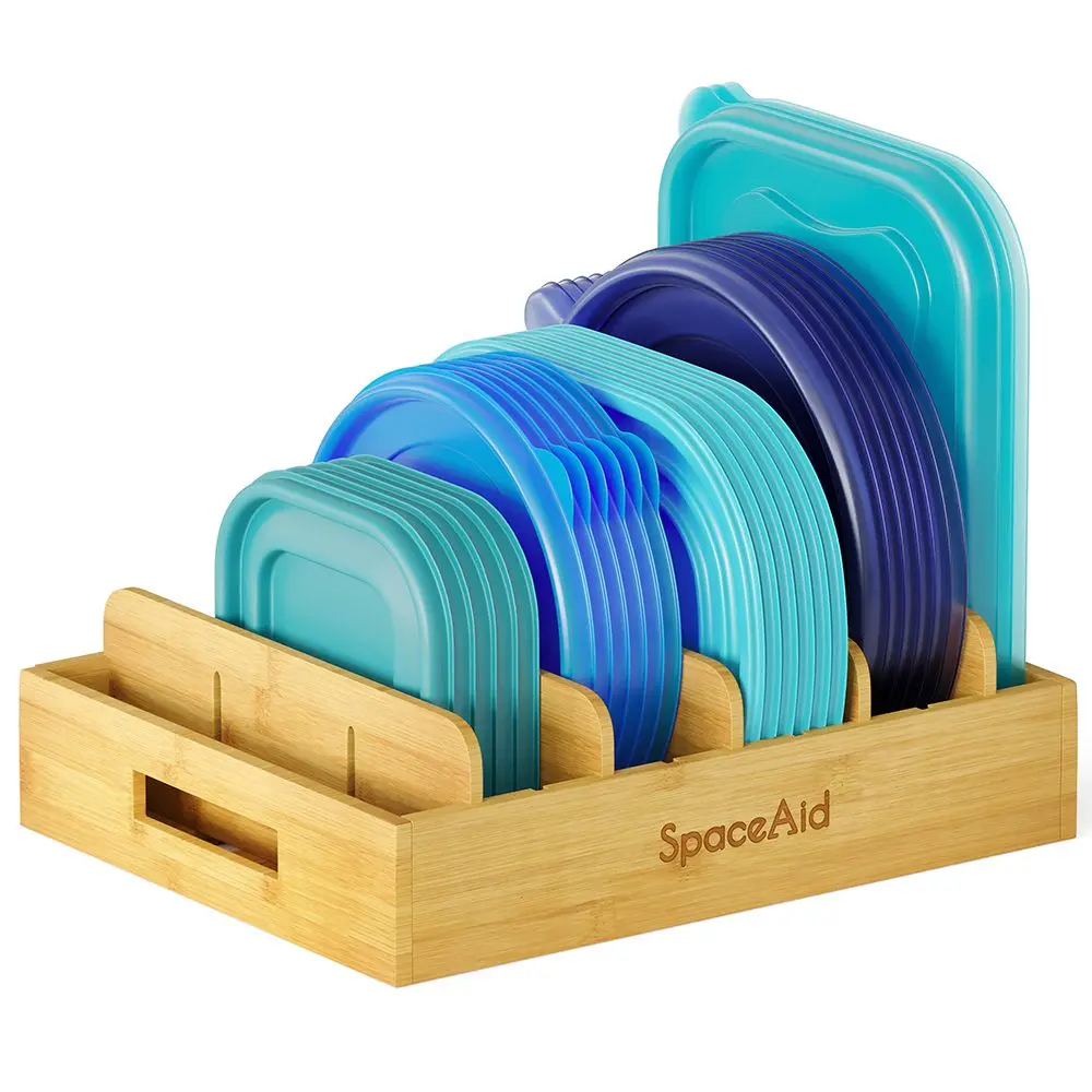 SpaceAid® Bamboo Plastic Lid Organizer for Kitchen SpaceAid® Bamboo Plastic Lid Organizer for Kitchen