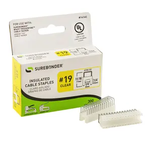 1/4" x 1/4" Insulated Cable Staples - Clear - 300 Count | #19 Series