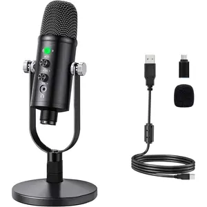 USB Microphone Metal Condenser Mic:Plug&Play Gaming Microphones on PC,Mac,Twitch and YouTube,Recording Microphone Computer PC Mic for Streaming,Podcasting