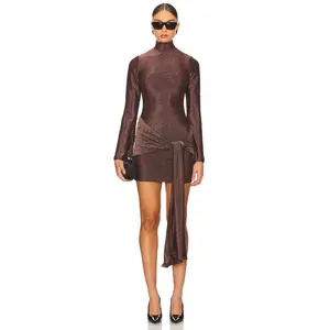 Bardot Seraphina Tie Front Dress in Bronze Bardot Seraphina Tie Front Dress in Bronze
