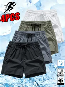 Men’s Quick-Dry Sports Shorts with Drawstring Waist – Lightweight shorts for fitness, running, and outdoor activities – Zippered pockets, made from high-stretch nylon/polyester fabric—durable, breathable, and comfortable.
