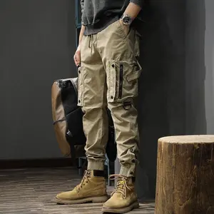 2026 Heavy Retro Washed Trendy Cargo Pants for Men Spring Autumn Tactical Functional Slim Fit Jogger Casual Pants Trendy