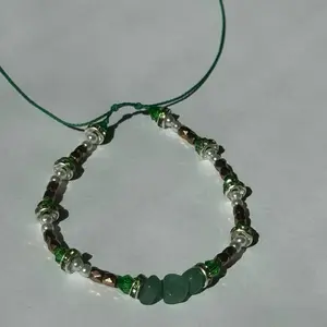 HEART CHAKRA GREEN CALCITE AND BEADS ADJUSTABLE CORD ANKLET!