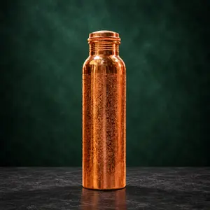 Pure Copper Water Bottle 32 oz | Etched Copper Bottle for Water | Handmade Ayurvedic Style Drinkware | Reusable Copper Water Bottle Gift