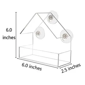 Bird Feeder House Window Mount with 3 Suction Cups - Clear Design, Elegant Shape for Birds