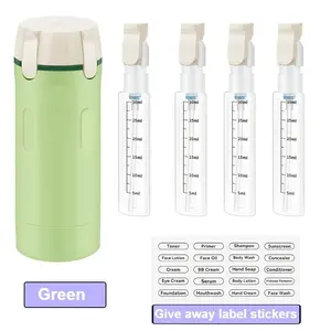 Four-In-One Leak-Proof Travel Dispenser Set, Reusable Round Plastic Containers, Ideal for Shampoo, Conditioner, Shower Gel, Lotion, Compact Bathroom Kit
