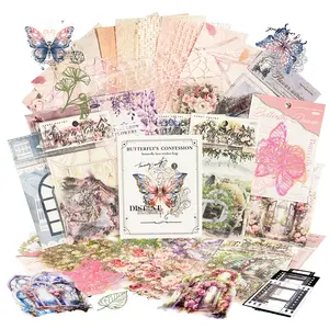Scrapbooking Supplies Stickers Set for Journaling and  DIY Decorative Decals, Vintage Floral Lace Waterproof Self Adhesive Decor Paper