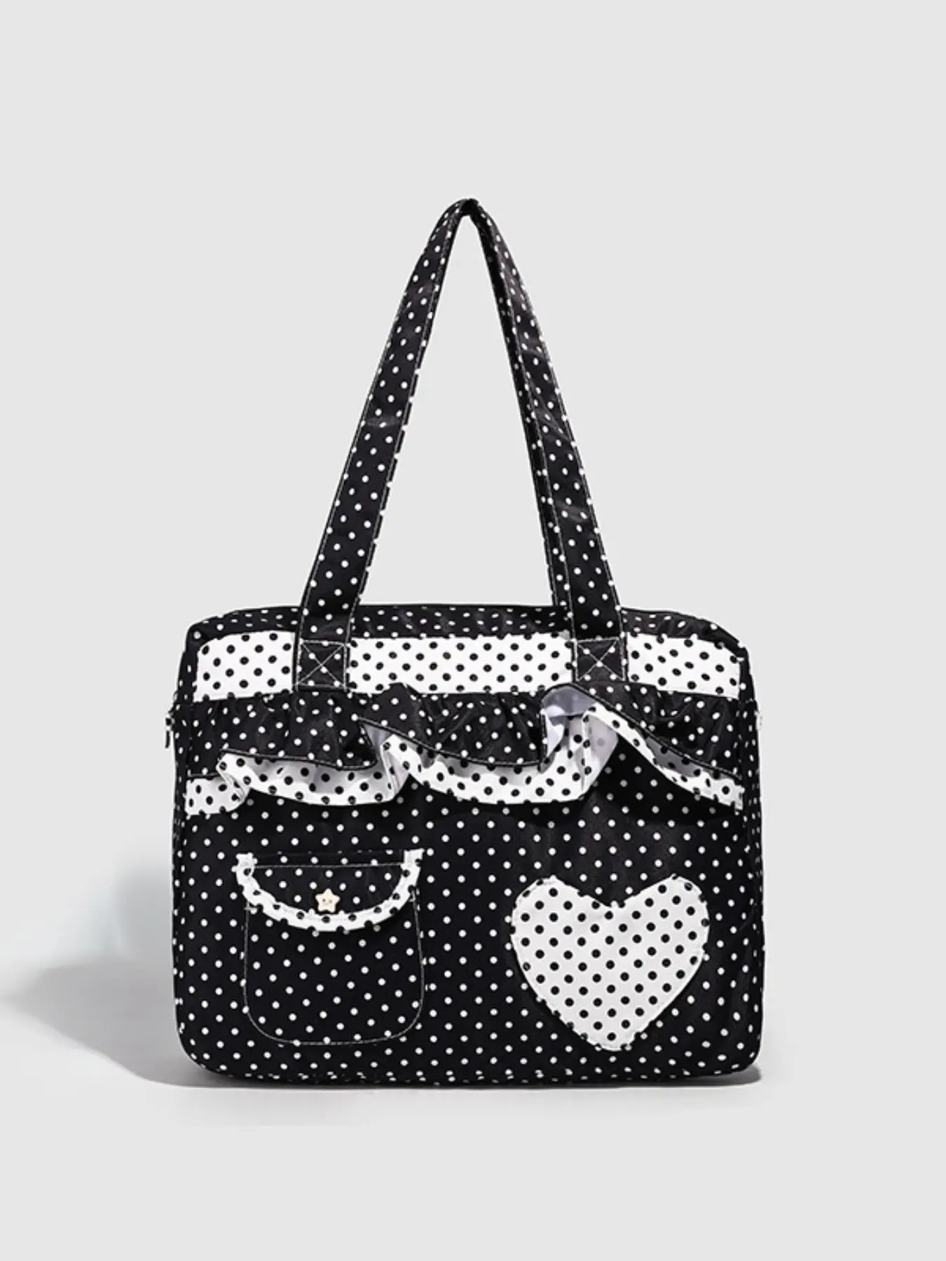 Contrasting color personalized women's polka dot bag, simple and niche large capacity women's bag, shoulder bag, handbag, Casual everyday bag, versatile design, suitable for daily occasions such as commuting, shopping