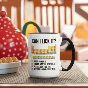 Funny Periodic Table Mug Can I Lick It Chemistry Coffee Cup 11oz & 15oz Sizes Nerdy Science Mug Teacher Gift Chemistry Humor Cup