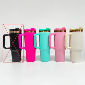 4/8/12 Pack USA Warehouse Black 40oz Mix color Copper Plating Quencher Tumblers with Handle For Laser Engraving Drinkware Flasks