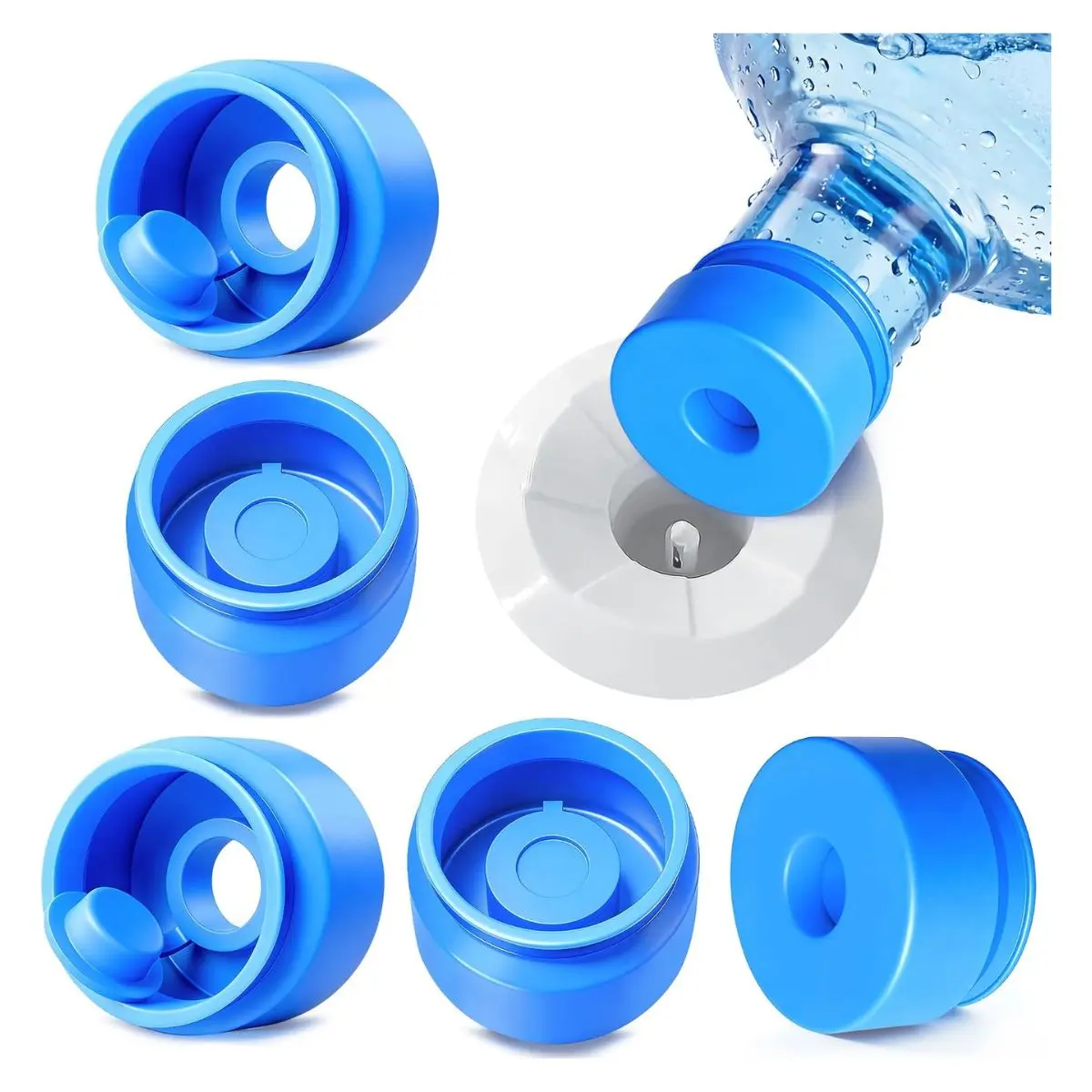 3 Pack Reusable Water Jug Caps – Silicone Replacement Lids for 55mm Gallon Bottles