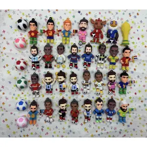 Cartoon 3D Soccer Football Keychain Pendant, Colorful PVC Bag Accessories, Car Keys Pick one at random.