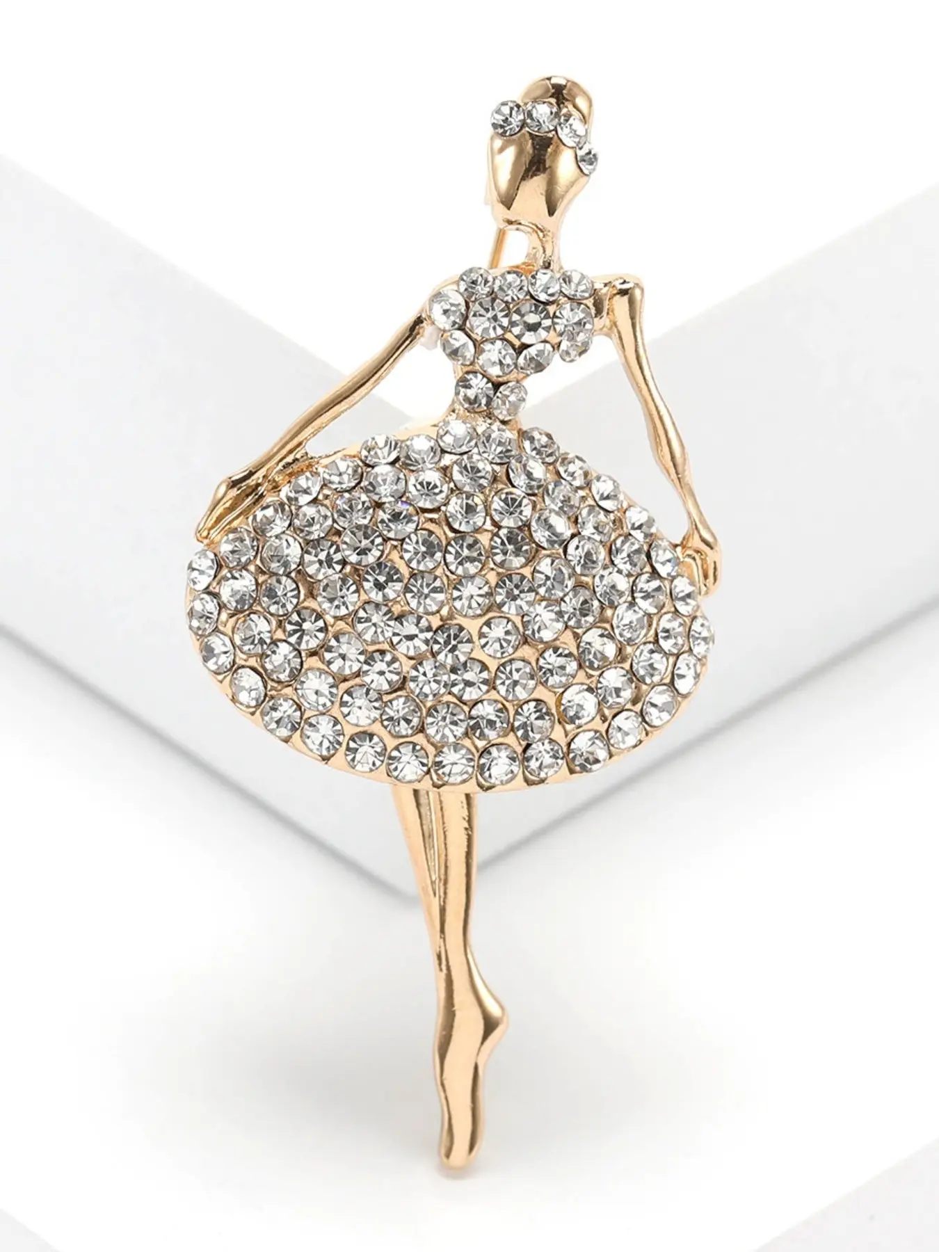 Sparkly Ballet Dancer Crystal Brooch Pin, Elegant Herringbone Pattern, Ideal Wedding & Birthday Gift, Unique Present for Her