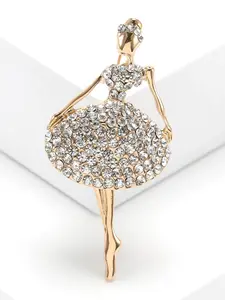 Elegant European and American Style Brooch, Color-Resistant Electroplated Rhinestone Pin, High-Quality Suit Accessory for Women