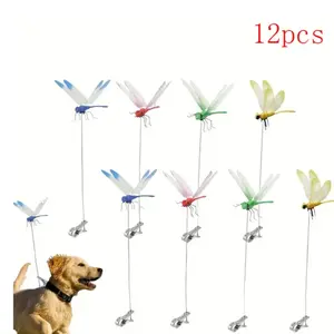 12 Outdoor Dragonfly Pole Clips, Garden Metal Dragonfly Clamps, 3D Dragonfly Garden Decor, Creative Home Accessories, Waterproof Design