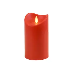 LumaBase Battery-Operated Pillar Candle with Flickering Flame Timer 5 Hours On 19 Hours Off Plastic Construction for Indoor Use