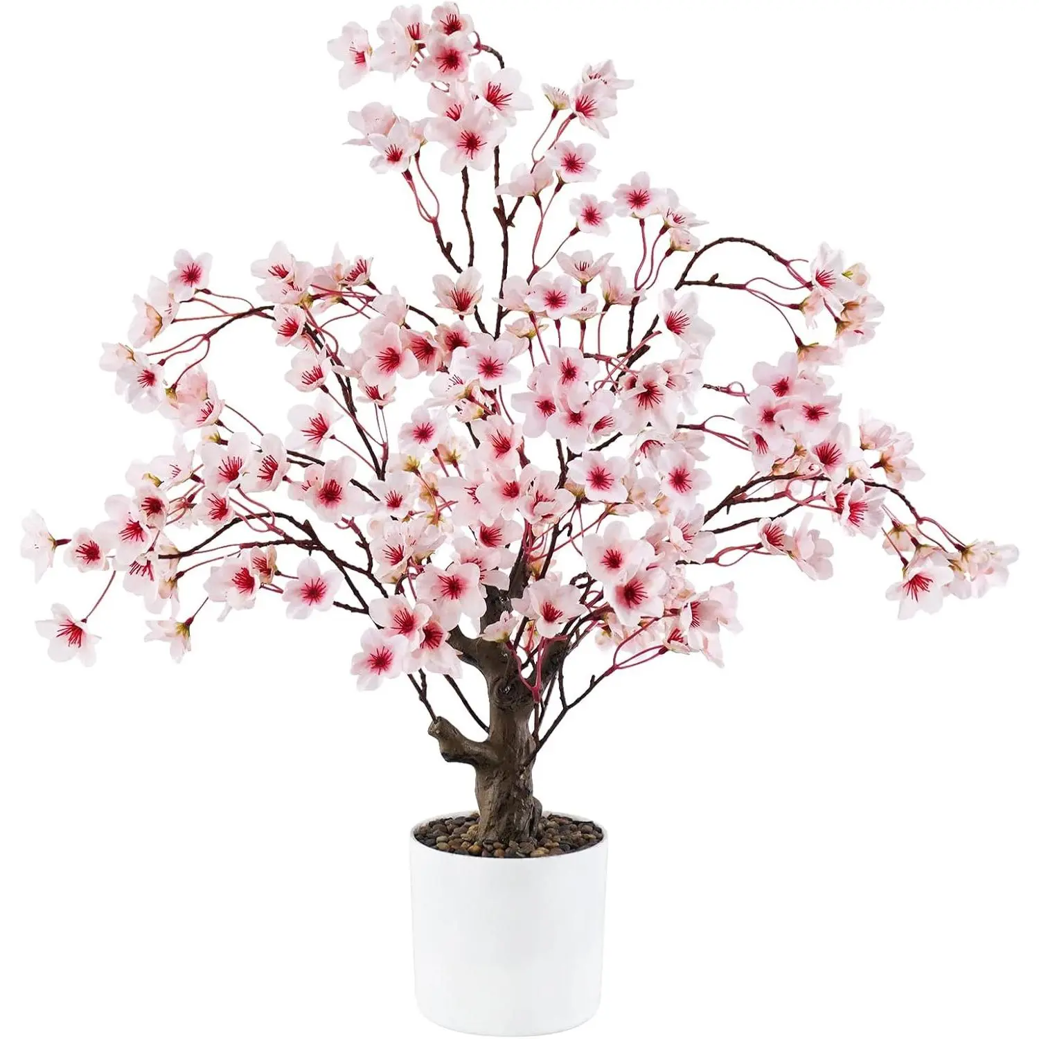 Caxchiling Cherry Bloosom Tree 2FT, Small Tabletop Tree with Vase Pot, Artificial Pink Flower Blossom Plants for Centerpiece, Home Office Desk Decor for Spring, Living Room Bedroom Wedding Party Decor