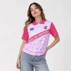 Congo Na Motema Polo Jersey Pink - Lightweight Premium Polyester with Leopard-Inspired Pattern for Everyday Wear