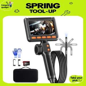 #TikTokShopSpringGlowUp SHEKAR 0.33in/0.23in/0.15in Two-Way Endoscope Camera with 32GB Card, 360° Rotatable Waterproof Borescope with Light, Articulated Snake Camera, Inspection Scope for Automotive, Mechanic, Wall, Vehicle, Drain, Home Improvement