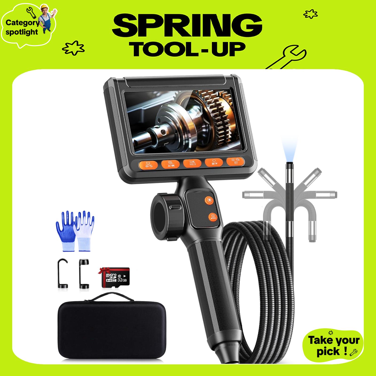 #TikTokShopSpringGlowUp SHEKAR 0.33in/0.23in/0.15in Two-Way Endoscope Camera with 32GB Card, 360 Rotatable Waterproof Bo
