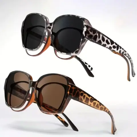 Fashion Retro Nearsighted Trendy Styling Sunglasses Set, 2 Pairs, Suitable for Eyeglass Wearers, Outdoor Uv400 Polarized Driving Glasses, Trendy Casual Sunglasses, Stylish Sunglasses, Sun Protective Sunglasses, Uv Blocking Sunglasses, Fashion Shades